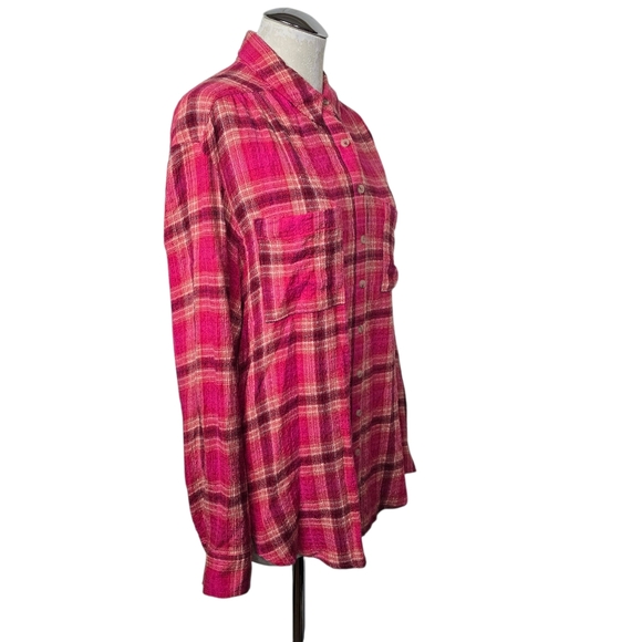 Anthropologie Pilcro Pink Plaid Shirt Button Down Long Sleeves M - Picture 3 of 9